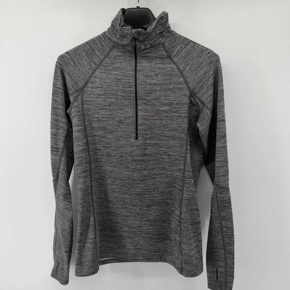 Under Armour Pullover Womens L Gray ColdGear Quarter Zip Space Dye Thumbholes